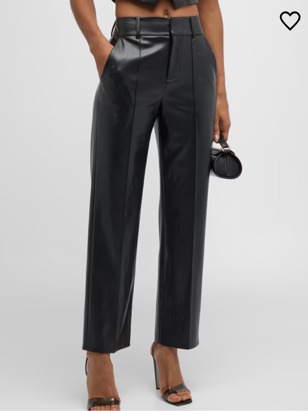 Alice and Olivia black straight leg vegan leather pants size 2